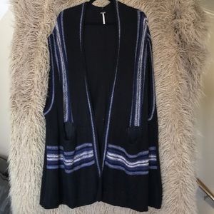 Free people long sweater vest with pockets